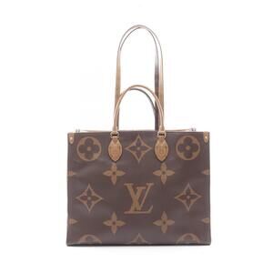 Louis Vuitton On The Go Tote Bag Canvas Monogram Giant Reverse Brown Beige Cream